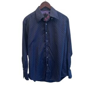 Robert Graham Crown Collection Black Purple Polka Dot Button Up Shirt Size M
